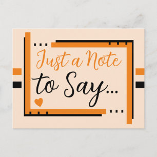 Just a note to say orange black postcard