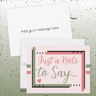 Just a note to say pink green postcard