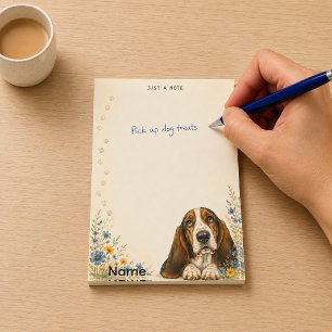 Just a Note Watercolor Basset Hound
