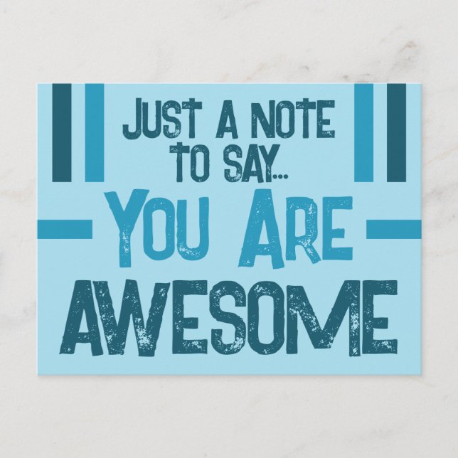 Just a note you are awesome blue postcard (Front)