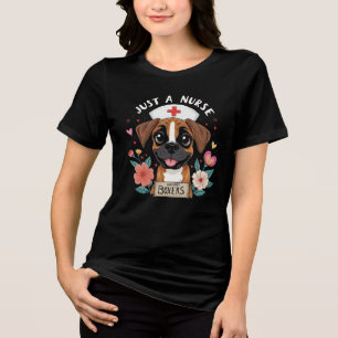 JUST A NURSE WHO LOVES BOXERS Tri-Blend SHIRT