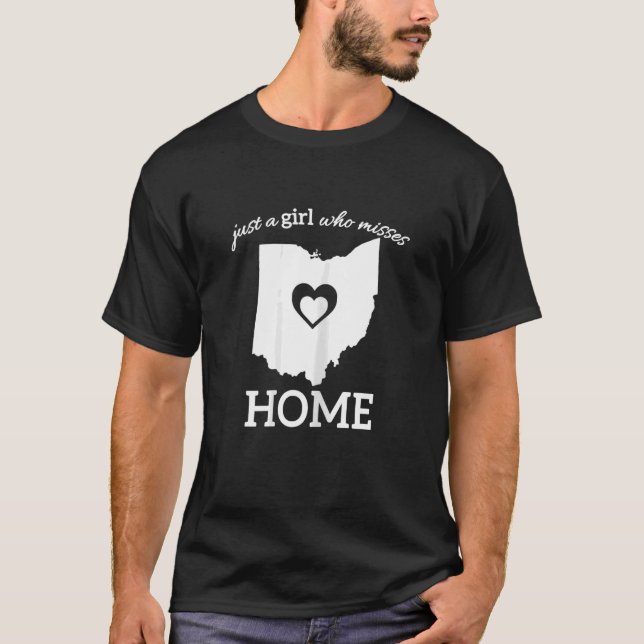 Just a Ohio Girl Who Misses Home with Family T-Shirt (Front)