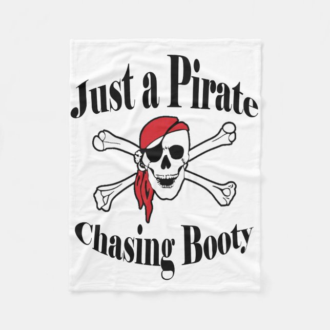 Just a Pirate Chasing Booty - Colourful Skull Fleece Blanket (Front)