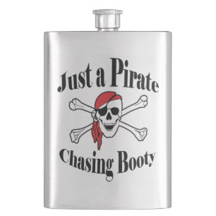 Just a Pirate Chasing Booty - Colourful Skull Hip Flask