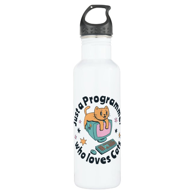 Just a programmer who loves cats 710 ml water bottle (Front)