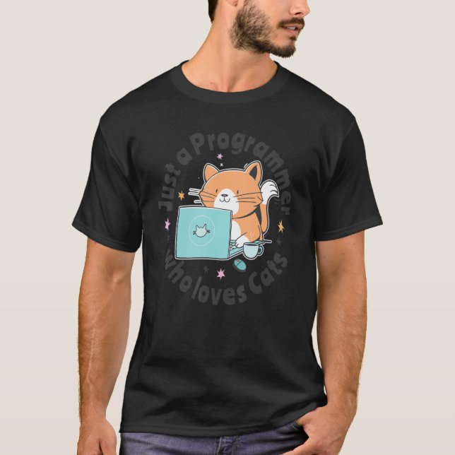Just a programmer who loves cats and computers Cod T-Shirt (Front)