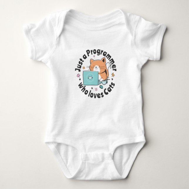 Just a programmer who loves cats baby bodysuit (Front)