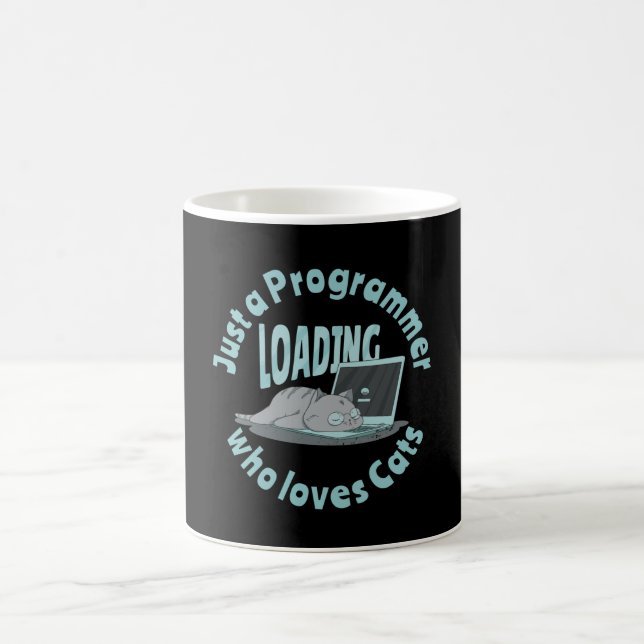 Just a programmer who loves cats coffee mug (Center)