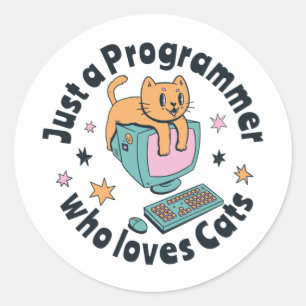 Just a programmer who loves cats square sticker