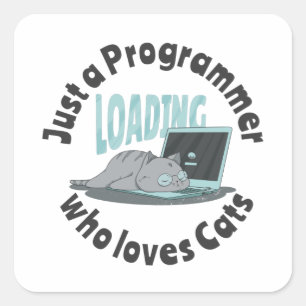 Just a programmer who loves cats square sticker