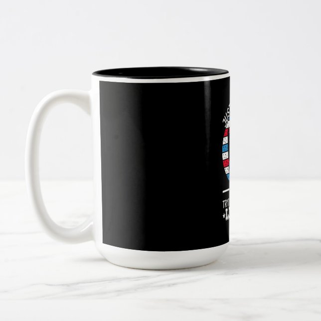 Just A Regular Dad Trying Not To Raise Liberals Two-Tone Coffee Mug (Left)