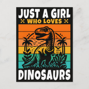 Just A Retro Girl Loves Dinos Postcard