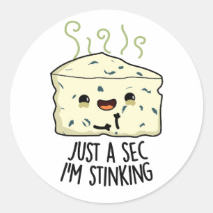 Just A Sec I'm Stinking Funny Cheese Pun  Classic Round Sticker