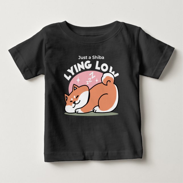 Just a Shiba Lying Low: Cute Shiba Inu Design Baby T-Shirt (Front)
