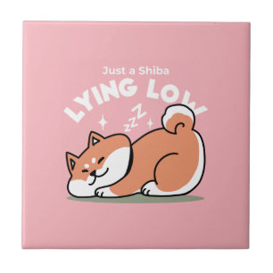 Just a Shiba Lying Low: Cute Shiba Inu Design Ceramic Tile