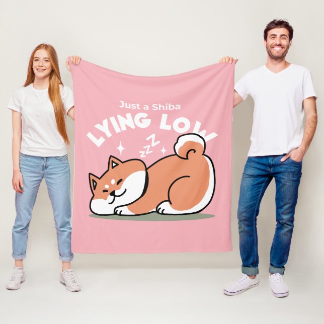 Just a Shiba Lying Low: Cute Shiba Inu Design Fleece Blanket (In Situ)