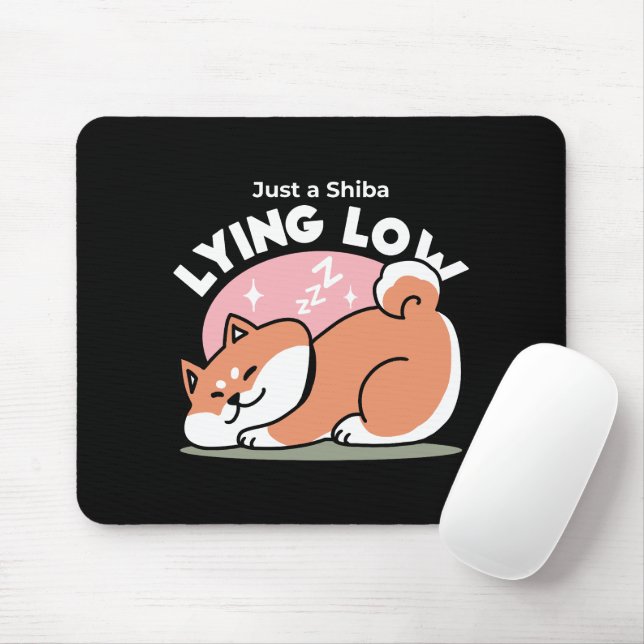 Just a Shiba Lying Low: Cute Shiba Inu Design Mouse Pad (With Mouse)
