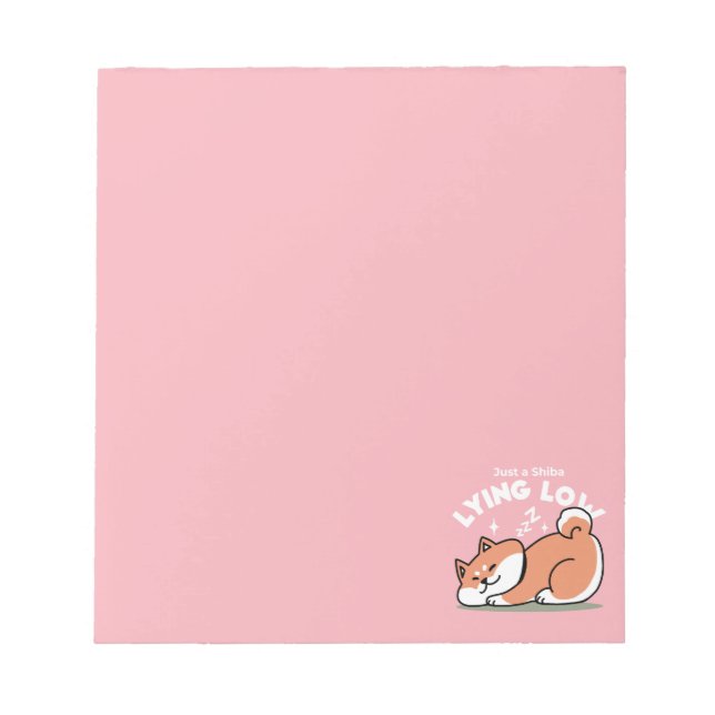 Just a Shiba Lying Low: Cute Shiba Inu Design Notepad (Front)