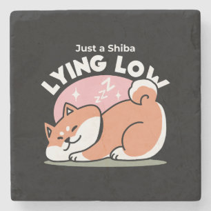 Just a Shiba Lying Low: Cute Shiba Inu Design Stone Coaster
