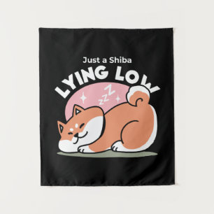 Just a Shiba Lying Low: Cute Shiba Inu Design Tapestry