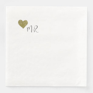 Just a Simple Faux Gold Romantic Heart Napkin