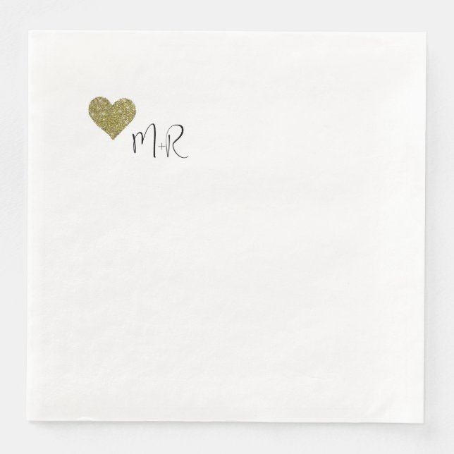 Just a Simple Faux Gold Romantic Heart Napkin (Front)