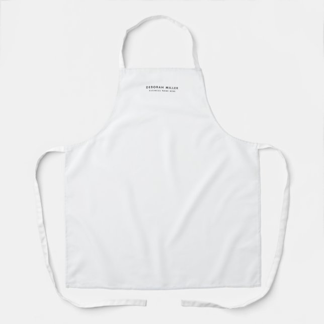 just a simple minimalist white apron with name (Front)