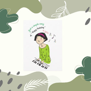 Just a Simple Song,  Girl Singing Birthday Song  Card