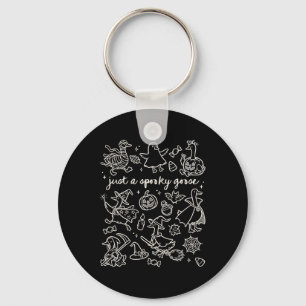 Just A Spooky Goose Cute Silly Halloween Doodles Key Ring