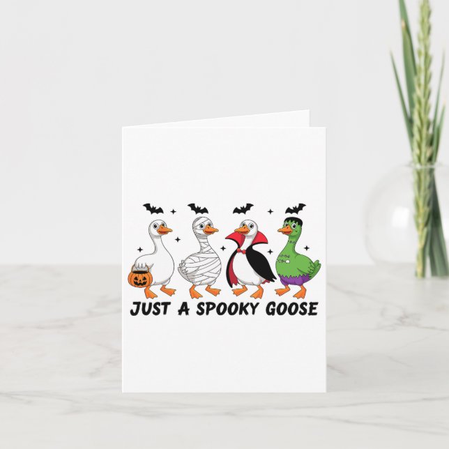 Just A Spooky Goose Funny Halloween Costume Animal Card (Front)