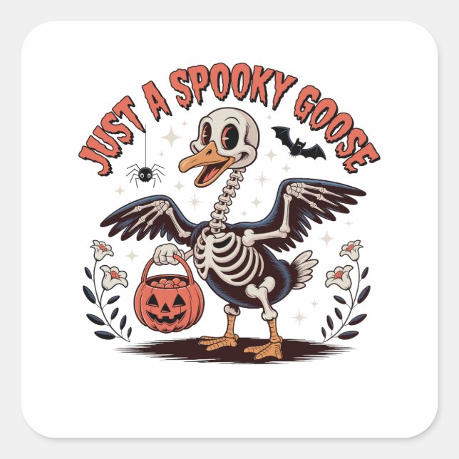 Just A Spooky Goose Funny Halloween Square Sticker (Front)