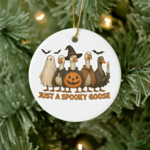 Just A Spooky Goose Halloween For Boy Girl Pumpkin Ceramic Ornament