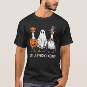 Just A Spooky Goose Halloween Ghost Witch Pumpkin T-Shirt