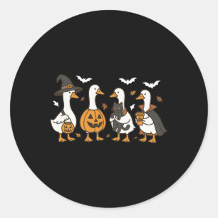 Just A Spooky Goose Halloween Goose Witch Ghost Si Classic Round Sticker