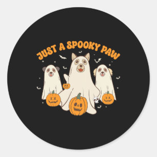 Just A Spooky Paw Cute Ghost Dogs Funny Halloween Classic Round Sticker