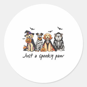 Just A Spooky Paw Dog Funny Dogs Halloween Spooky Classic Round Sticker