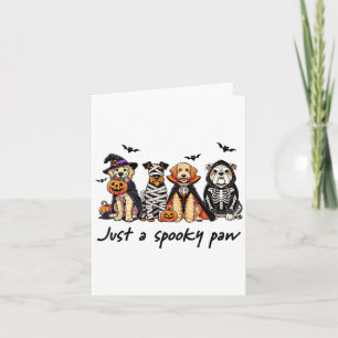 Just A Spooky Paw Funny Dog Halloween Ghost Costum Card