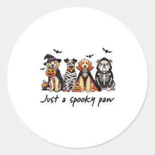 Just A Spooky Paw Funny Dog Halloween Ghost Costum Classic Round Sticker