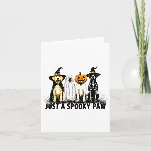 Just A Spooky Paw Ghost Dog Halloween  Card (Front)