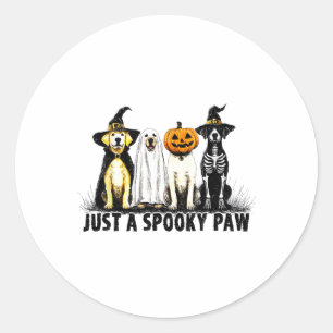 Just A Spooky Paw Ghost Dog Halloween  Classic Round Sticker