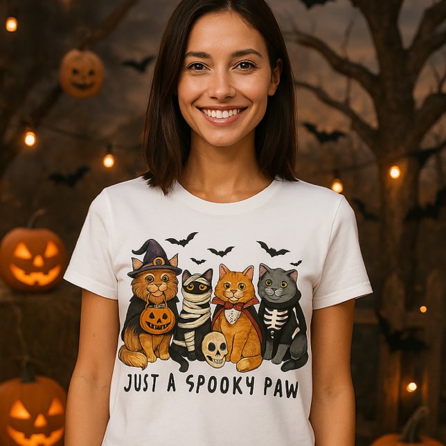 Just a Spooky Paw Halloween Cats T-Shirt (Creator Uploaded)