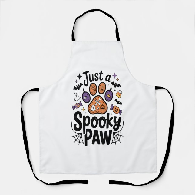 Just A Spooky Paw PNG, Dog Halloween Apron (Front)