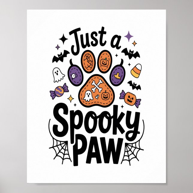 Just A Spooky Paw PNG, Dog Halloween Poster (Front)