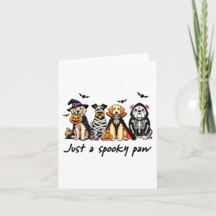 Just A Spooky Paw Retro Dog Ghost Halloween Card