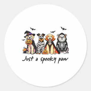 Just A Spooky Paw Retro Dog Ghost Halloween Classic Round Sticker