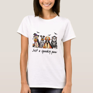 Just A Spooky Paw Retro Dog Ghost Halloween T-Shirt