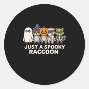 Just A Spooky Racoon Halloween Costume Cartoon De Classic Round Sticker
