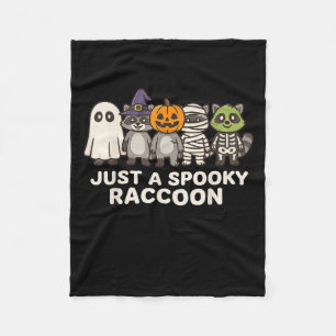 Just A Spooky Racoon Halloween Costume Cartoon De Fleece Blanket