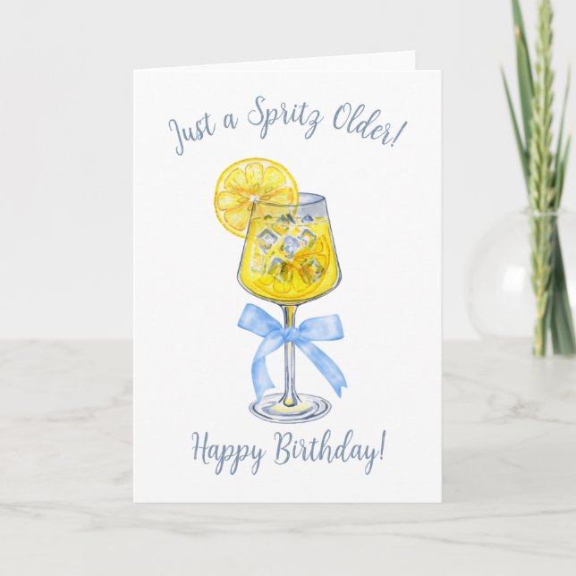 Just a Spritz Older Limoncello Watercolor Birthday Card (Front)