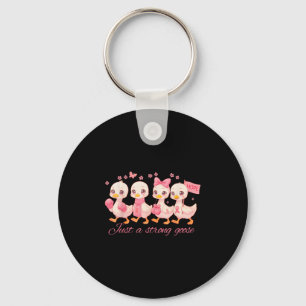 Just A Strong Goose Breast Cancer Awareness Sakura Key Ring